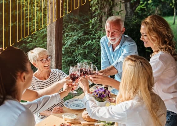 Group of friends enjoying dinner together